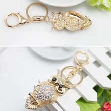 Famous Brand Rhinestone Owl Women Keychain Bag Pendant Chic Crystal Car Key Chain Ring Holder Jewelry ELY