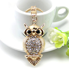 Famous Brand Rhinestone Owl Women Keychain Bag Pendant Chic Crystal Car Key Chain Ring Holder Jewelry ELY
