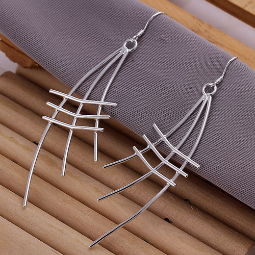 Fan Shaped drop Earings silver plated jewelry earrings silver plated earrings 177 ELY