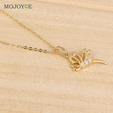 18K Gold Plated Drgonfly with Shinging Zircon Pendant Necklace 1STL ELY