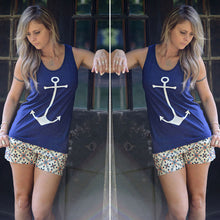 Anchor Printing T-Shirt Fancy Sleeveless Shirt Crop Tops O Neck Simple Sport Vest Sexy Tank Top Women Tops 1STL ELY