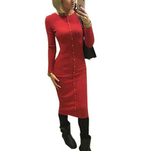 Knitted Women Dress Long Sleeve Blue Vestidos Long Slim Aiutumn Office Dress Vestido de festa ELY