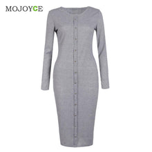 Knitted Women Dress Long Sleeve Blue Vestidos Long Slim Aiutumn Office Dress Vestido de festa ELY