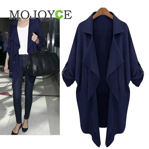 Long Women Coat Windbreaker Long Sleeve Lapel Thin Trench Coat for Women Outwear Collar Outwear Long Coat ELY
