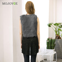 Fur Vest Slim Wavy Gray Faux Fox Vest Women Jacket Waistcoat Femme Ladies Vests Sleeveless Outerwear ELY