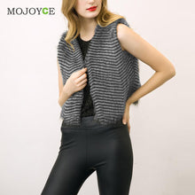 Fur Vest Slim Wavy Gray Faux Fox Vest Women Jacket Waistcoat Femme Ladies Vests Sleeveless Outerwear ELY