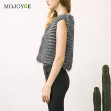 Fur Vest Slim Wavy Gray Faux Fox Vest Women Jacket Waistcoat Femme Ladies Vests Sleeveless Outerwear ELY