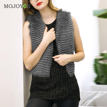 Fur Vest Slim Wavy Gray Faux Fox Vest Women Jacket Waistcoat Femme Ladies Vests Sleeveless Outerwear ELY