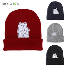 Women Cap Knitted Cat Hat Hip Hop Skullies Beanies Men Street Cap Cap Gorro Hat ELY