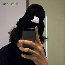 Women Cap Knitted Cat Hat Hip Hop Skullies Beanies Men Street Cap Cap Gorro Hat ELY