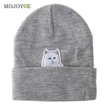 Women Cap Knitted Cat Hat Hip Hop Skullies Beanies Men Street Cap Cap Gorro Hat ELY