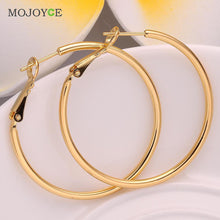Big Circle Earrings Elegant Nickle Free Antiallergic 18K Gold Plated Women Jewelry ELY