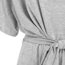 Big Size Loose Batwing Sleeve Irregular Dolman Dress With Belt O-Neck Solid Color Beach Dress 1STL ELY