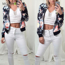 Biker Jacket Celebrity Camo Flower Floral Print Bomber Jacket Women Outwear Coats Women Basic Coats jaqueta feminina ELY