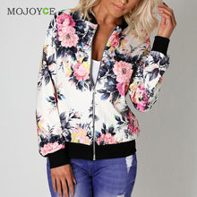 Biker Jacket Celebrity Camo Flower Floral Print Bomber Jacket Women Outwear Coats Women Basic Coats jaqueta feminina ELY