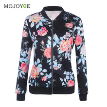 Biker Jacket Celebrity Camo Flower Floral Print Bomber Jacket Women Outwear Coats Women Basic Coats jaqueta feminina ELY