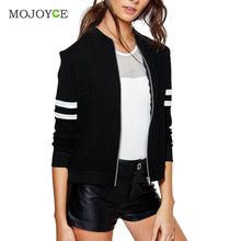 Black White Bomber Jacket Women Zip Up Biker Jacket Casual Interloop Long Sleeves Women Jacket Coat jaqueta feminina ELY