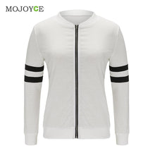 Black White Bomber Jacket Women Zip Up Biker Jacket Casual Interloop Long Sleeves Women Jacket Coat jaqueta feminina ELY