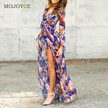 Blue Irregular Chiffon Playsuit Dress Bodycon Clubwear Long Dress Bodycon Playsuit Deep V-neck Women Dress ELY