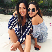 Blue Striped Jumpsuit Women Short Tassel Combinaison Short Femme Jumpsuits Rompers Womens Jumpsuit Combinaison Femme ELY