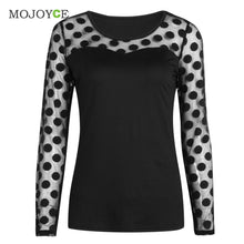 Blusa Women Blouses Long Sleeve Polka Dot Lace Inset Top Shirt Women Blusas Vintage Women Tops Blusas y Camisas Mujer ELY