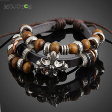 Bronze Cross Beads Multilayer Braid Bracelet String Bangle 1STL ELY