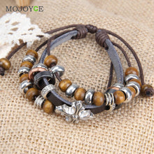 Bronze Cross Beads Multilayer Braid Bracelet String Bangle 1STL ELY