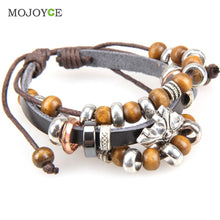 Bronze Cross Beads Multilayer Braid Bracelet String Bangle 1STL ELY