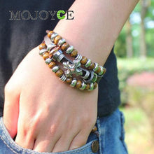 Bronze Cross Beads Multilayer Braid Bracelet String Bangle 1STL ELY