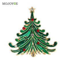Brooch Enamel Rhinestone Crystal Christmas Tree Flower Pin Holiday Party Christmas Trees Gift Rhinestone Brooch Pins ELY