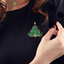 Brooch Enamel Rhinestone Crystal Christmas Tree Flower Pin Holiday Party Christmas Trees Gift Rhinestone Brooch Pins ELY