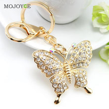 Butterfly Rhinestone Keychain Alloy Key Holder Chain Ring Car Pendant Key Ring for Women Bag ELY