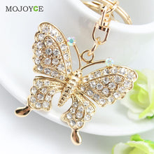 Butterfly Rhinestone Keychain Alloy Key Holder Chain Ring Car Pendant Key Ring for Women Bag ELY