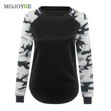 Camouflage Long Sleeve T Shirt Women Crew Neck Wpmen Tops Milk Fabric Tee Shirt Tops T-Shirt Blusa Plus Size ELY