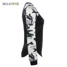 Camouflage Long Sleeve T Shirt Women Crew Neck Wpmen Tops Milk Fabric Tee Shirt Tops T-Shirt Blusa Plus Size ELY