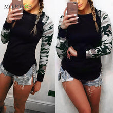 Camouflage Long Sleeve T Shirt Women Crew Neck Wpmen Tops Milk Fabric Tee Shirt Tops T-Shirt Blusa Plus Size ELY