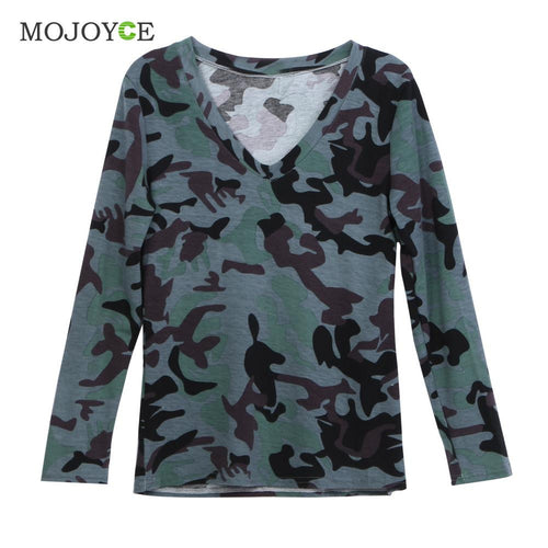 Camouflage T Shirts Women Slim Tee Shirt Femme Clothing Casual Long Sleeve Women T-shirt Camisas Femininas Blusa ELY