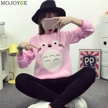 Cartoon Totoro Hoodie Women Long Sleeve Pullover Sweatshirt Women Round Collar Pullover Tops Sudaderas Mujer ELY