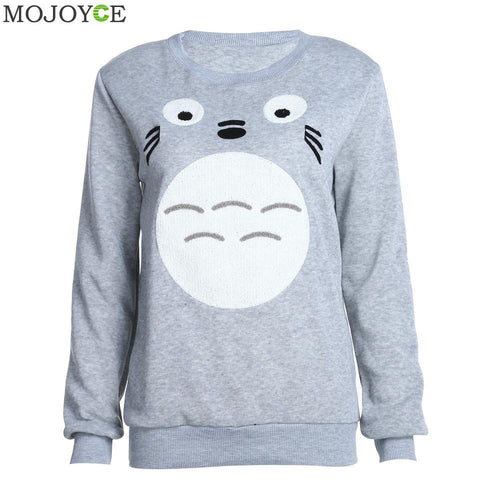 Cartoon Totoro Hoodie Women Long Sleeve Pullover Sweatshirt Women Round Collar Pullover Tops Sudaderas Mujer ELY