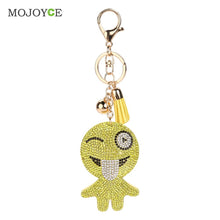 Charm Rhinestone Leather Emotion Tassel Pendant Bag Car Keychain christmas Gift Keychains Jewelry ELY