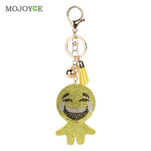 Charm Rhinestone Leather Emotion Tassel Pendant Bag Car Keychain christmas Gift Keychains Jewelry ELY