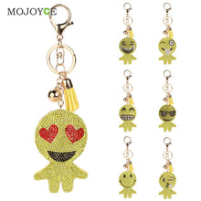 Charm Rhinestone Leather Emotion Tassel Pendant Bag Car Keychain christmas Gift Keychains Jewelry ELY