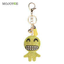 Charm Rhinestone Leather Emotion Tassel Pendant Bag Car Keychain christmas Gift Keychains Jewelry ELY