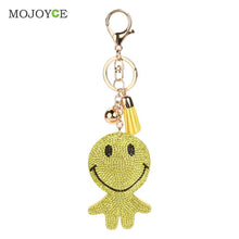 Charm Rhinestone Leather Emotion Tassel Pendant Bag Car Keychain christmas Gift Keychains Jewelry ELY