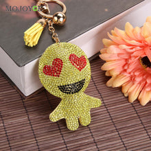 Charm Rhinestone Leather Emotion Tassel Pendant Bag Car Keychain christmas Gift Keychains Jewelry ELY