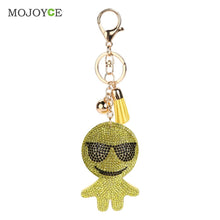 Charm Rhinestone Leather Emotion Tassel Pendant Bag Car Keychain christmas Gift Keychains Jewelry ELY