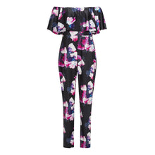 Clubwear Playsuit Bodycon Party JumpsuitRomper Trousers Plus Size3D Flores Print Off Shoulder Ruffles Women Jumpsuit ELY