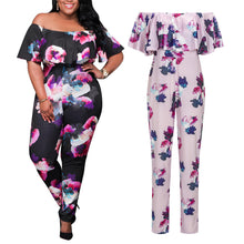 Clubwear Playsuit Bodycon Party JumpsuitRomper Trousers Plus Size3D Flores Print Off Shoulder Ruffles Women Jumpsuit ELY