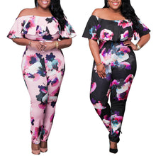 Clubwear Playsuit Bodycon Party JumpsuitRomper Trousers Plus Size3D Flores Print Off Shoulder Ruffles Women Jumpsuit ELY