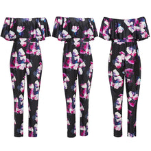 Clubwear Playsuit Bodycon Party JumpsuitRomper Trousers Plus Size3D Flores Print Off Shoulder Ruffles Women Jumpsuit ELY